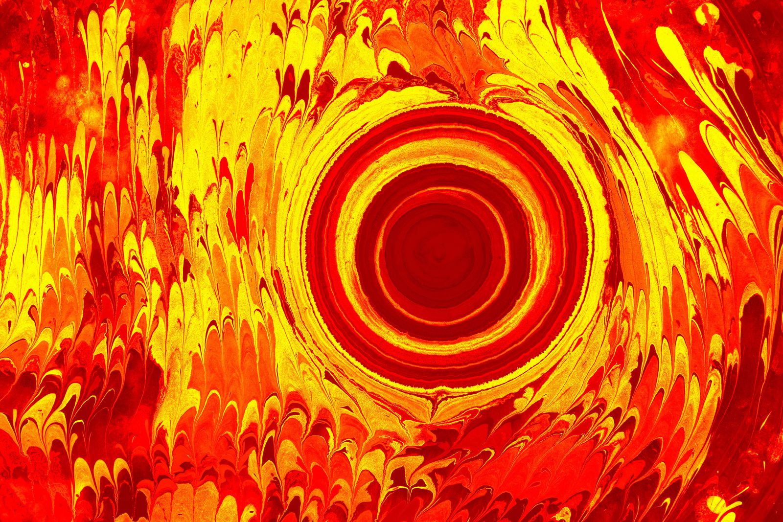 Fiery marbled paint swirling around a vortex