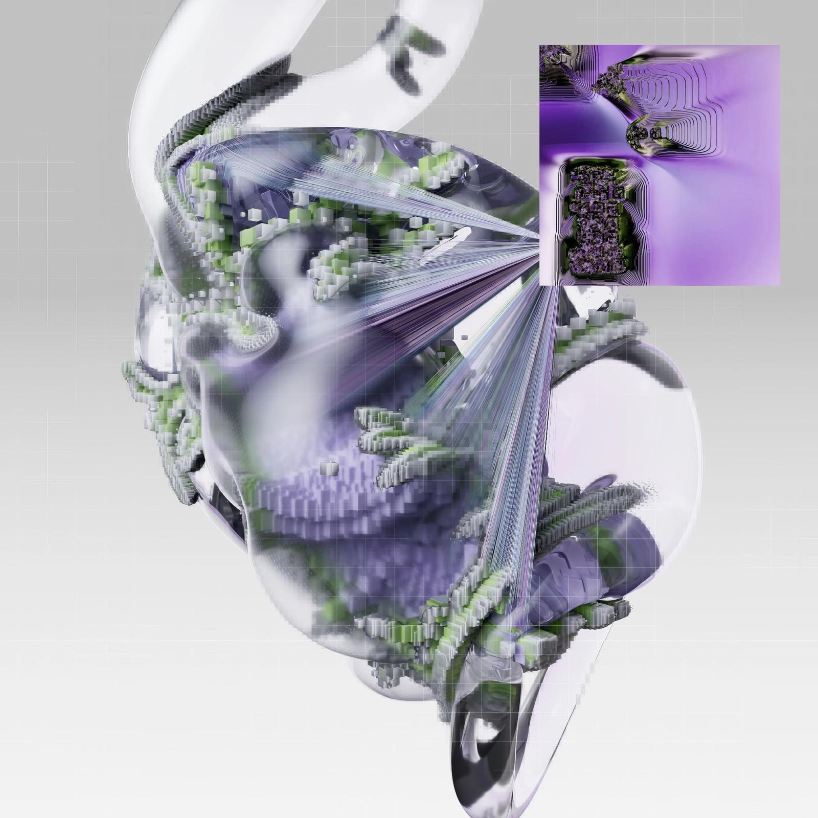 Translucent figure assembling from voxel fragments
