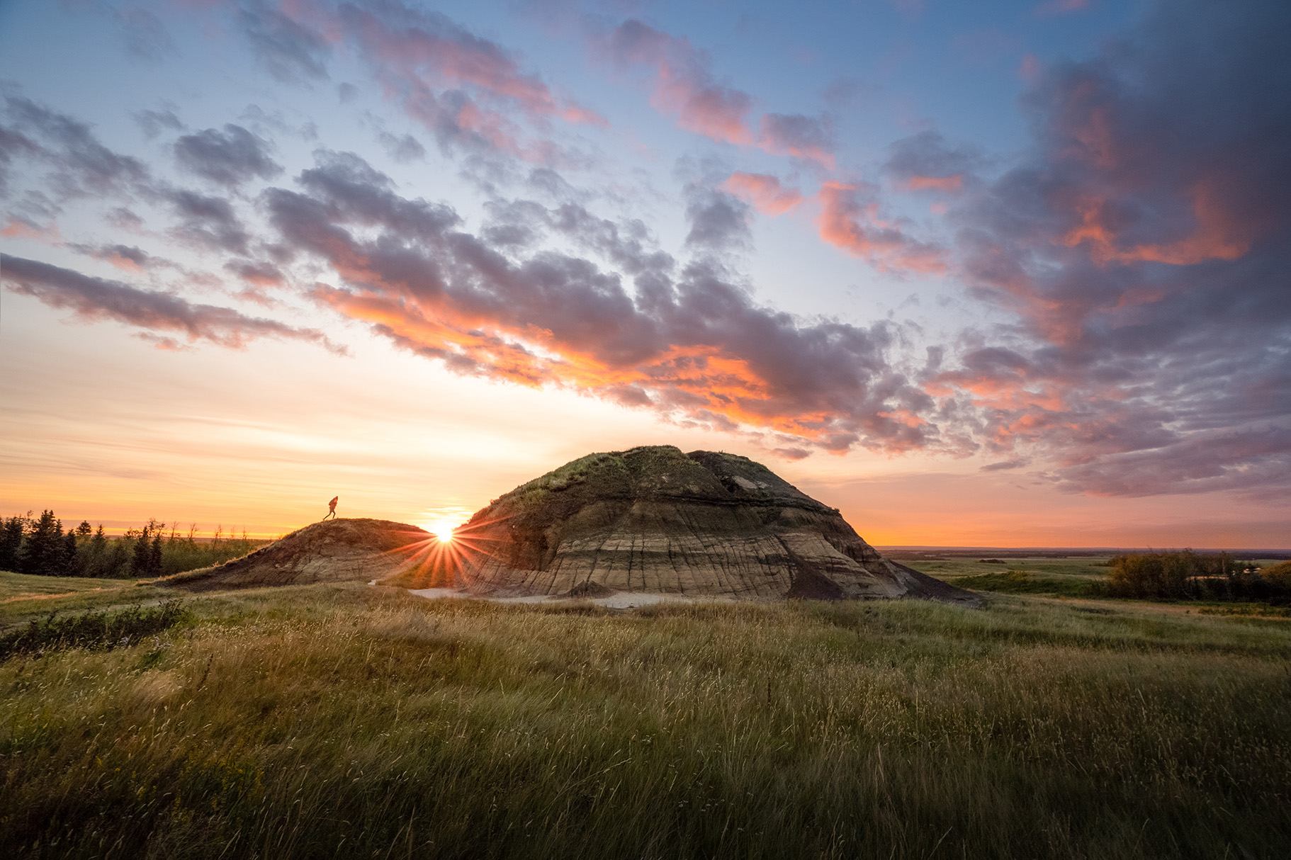Sun setting behind Kleskun Hill.