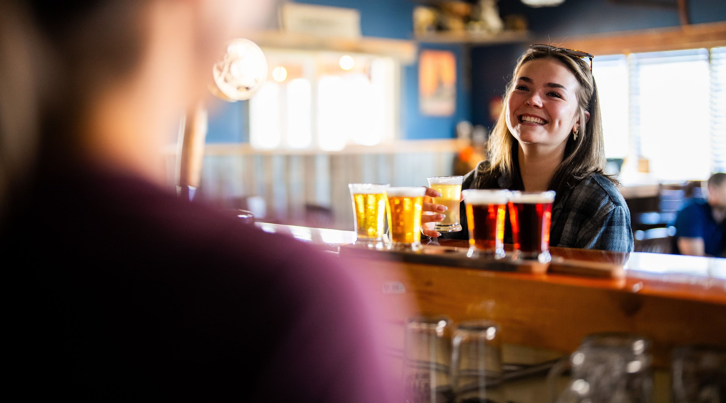 Lineup of beers at Oldman River Brewing.
