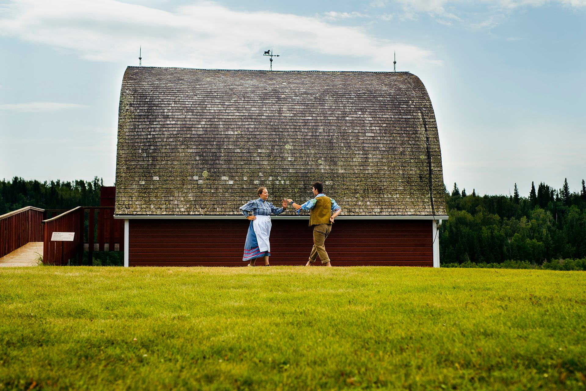 Two dancers at Metis Crossing, Northern Alberta.