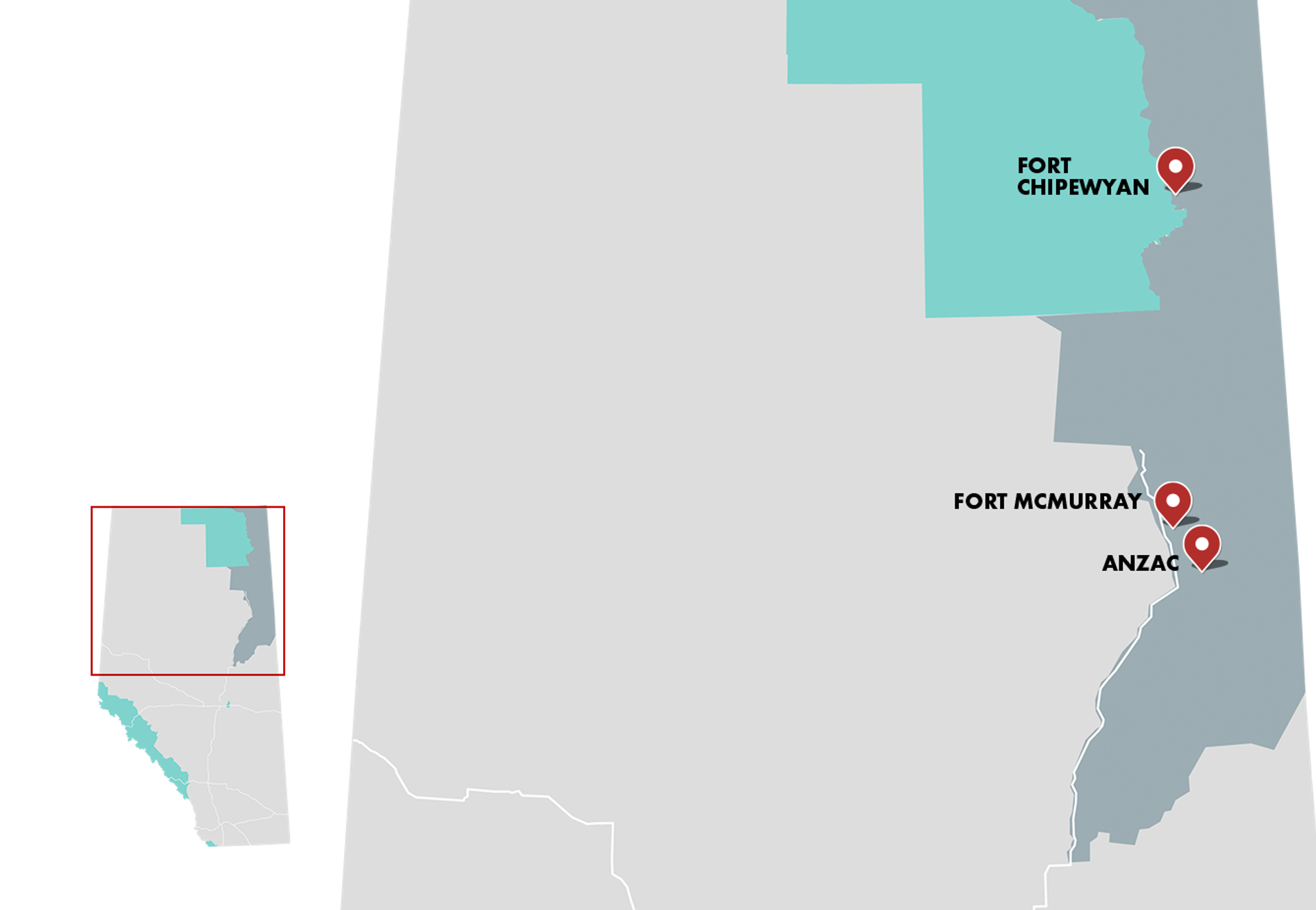 A graphic map shows Fort McMurray Wood Buffalo TDZ's position in the northeast corner of Alberta.