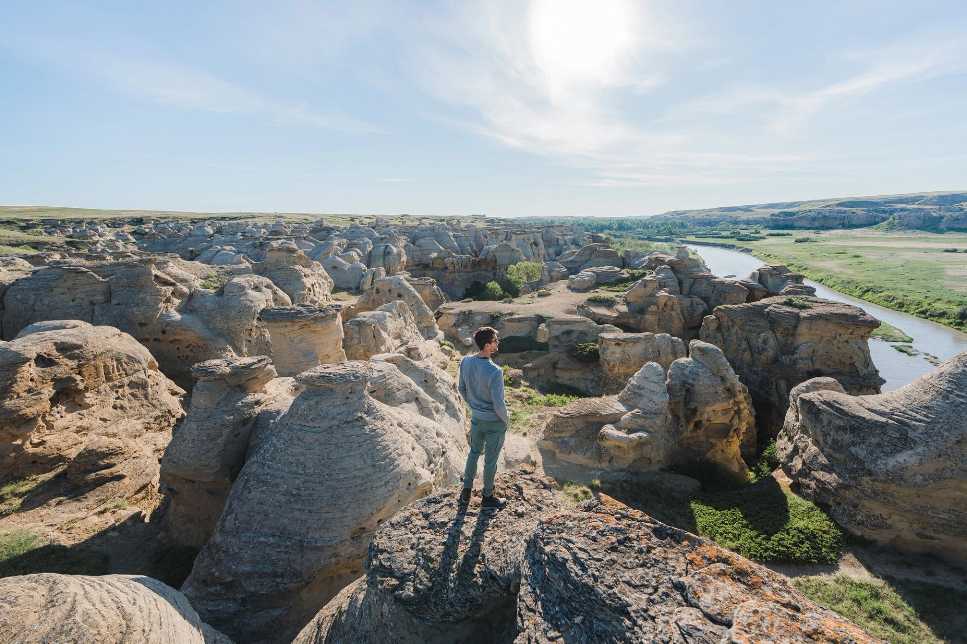 Exploring the trails and rock art at Writing-on-Stone Provincial Park.