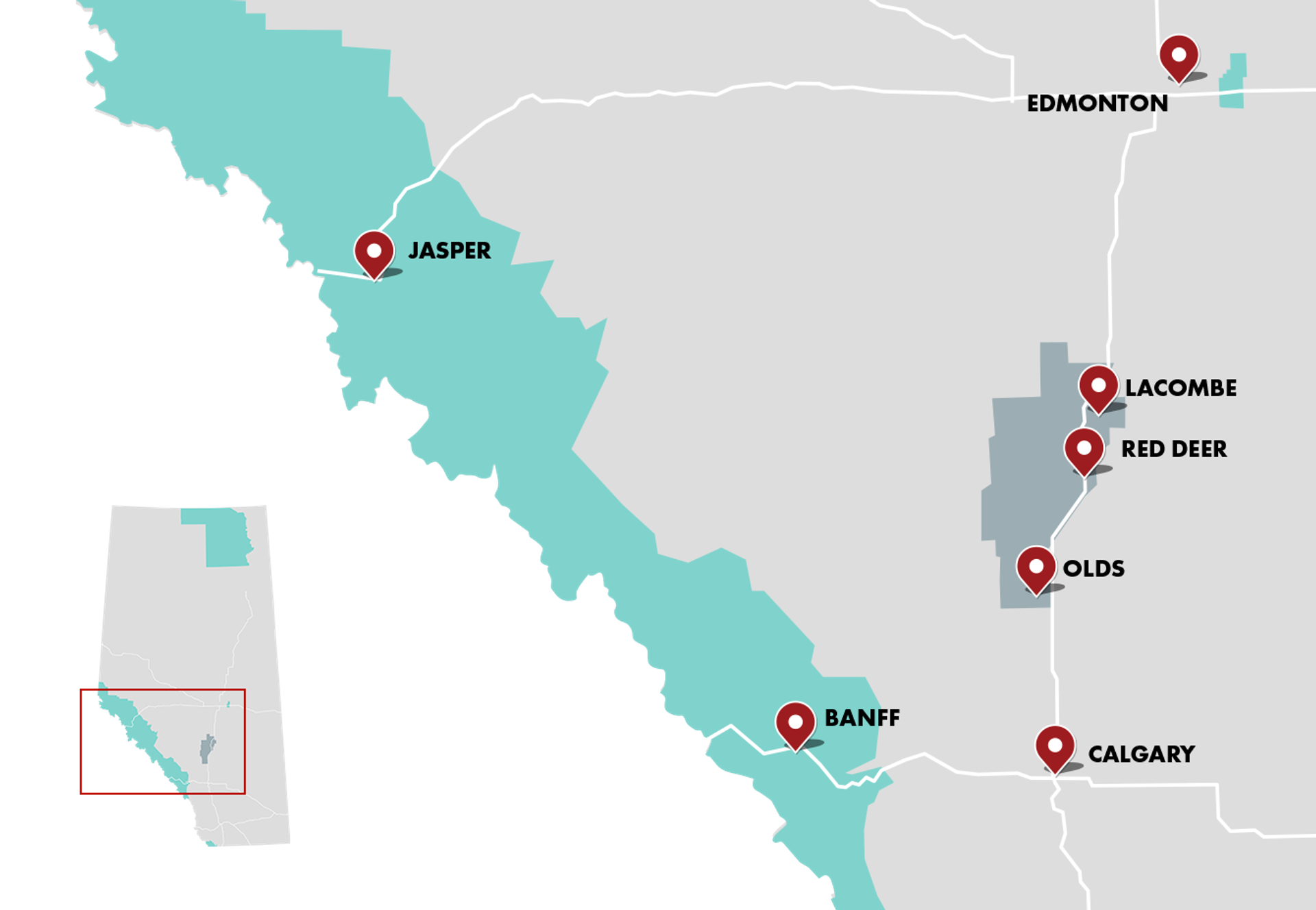 A graphic map shows the location of the Olds to Lacombe TDZ within central Alberta.