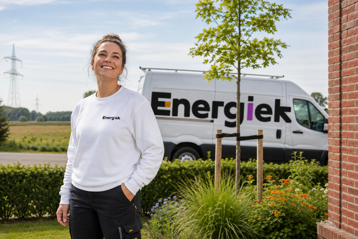 Medewerker van Energiek bij een bedrijfswagen