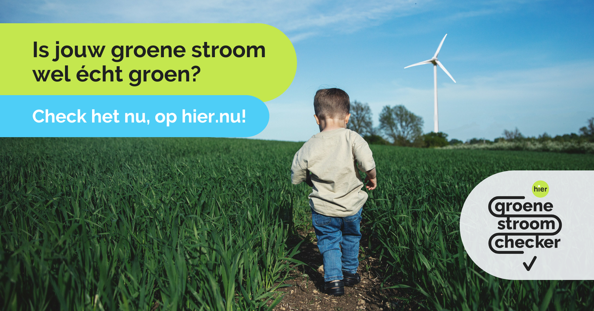 Banner voor Groene Stroom Checker van HIER: is jouw stroom wel echt groen?