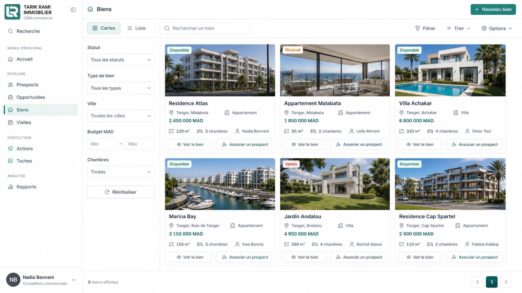 Tarik Rami Immobilier property projects dashboard