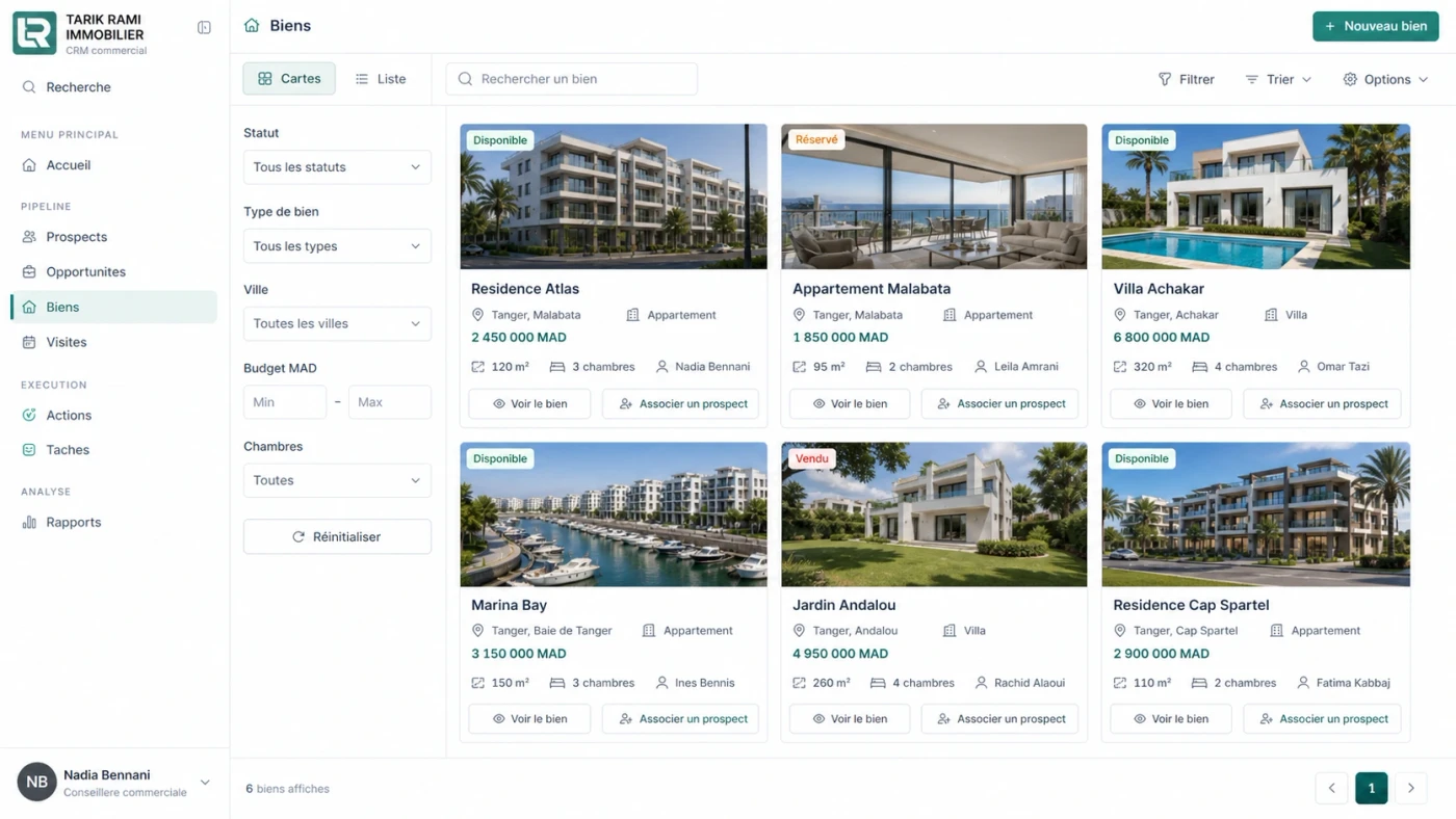Tarik Rami Immobilier property projects dashboard