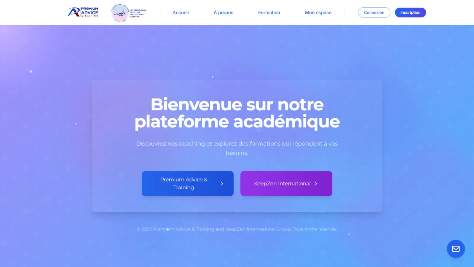 Premium Advice & Training and KeepZen digital academy homepage