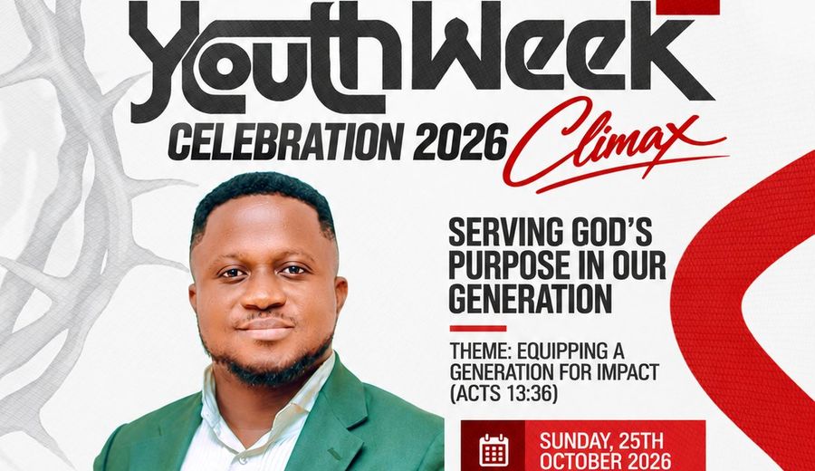 Youth Week Day 7 flyer: Serving God's Purpose in Our Generation, Bro. Thomas Owusu Antwi