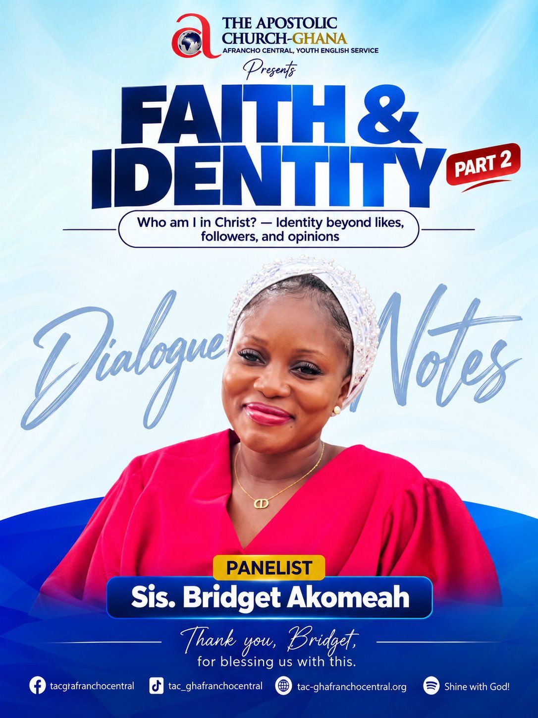 Sis. Bridget Akomeah, panelist, Faith and Identity Part 2