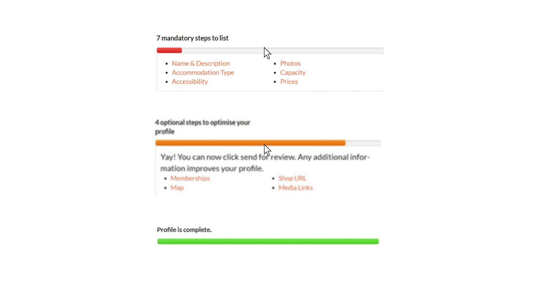 ATDW Profile Progress Bars