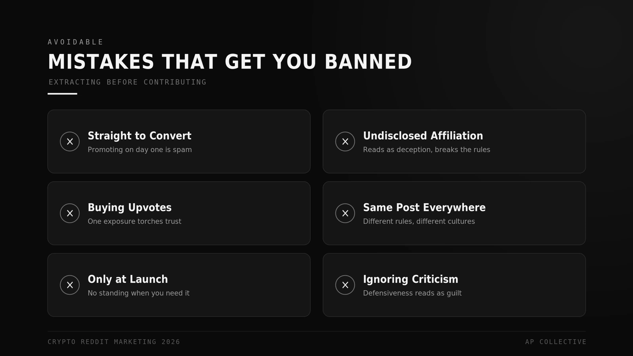6 Mistakes that get crypto brands banned or ignored on Reddit