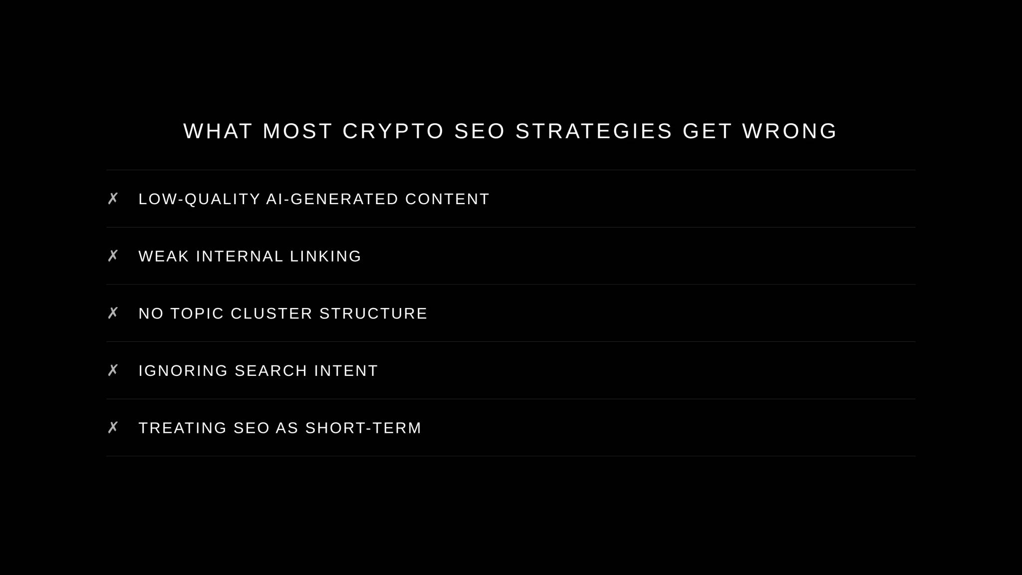 Pointers of What most crypto SEO strategies get wrong