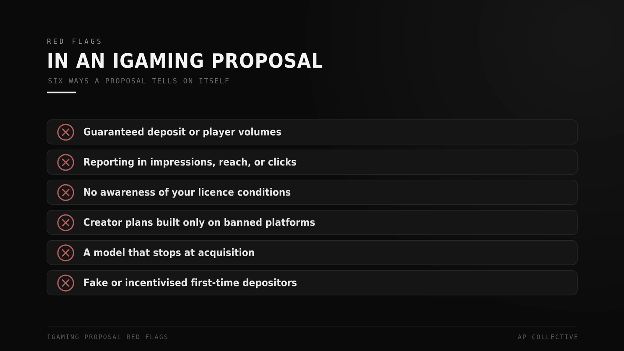 6 Red flags in an iGaming marketing proposal