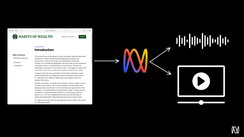 Diagram of text flowing to Audiofeed and then into audio and video