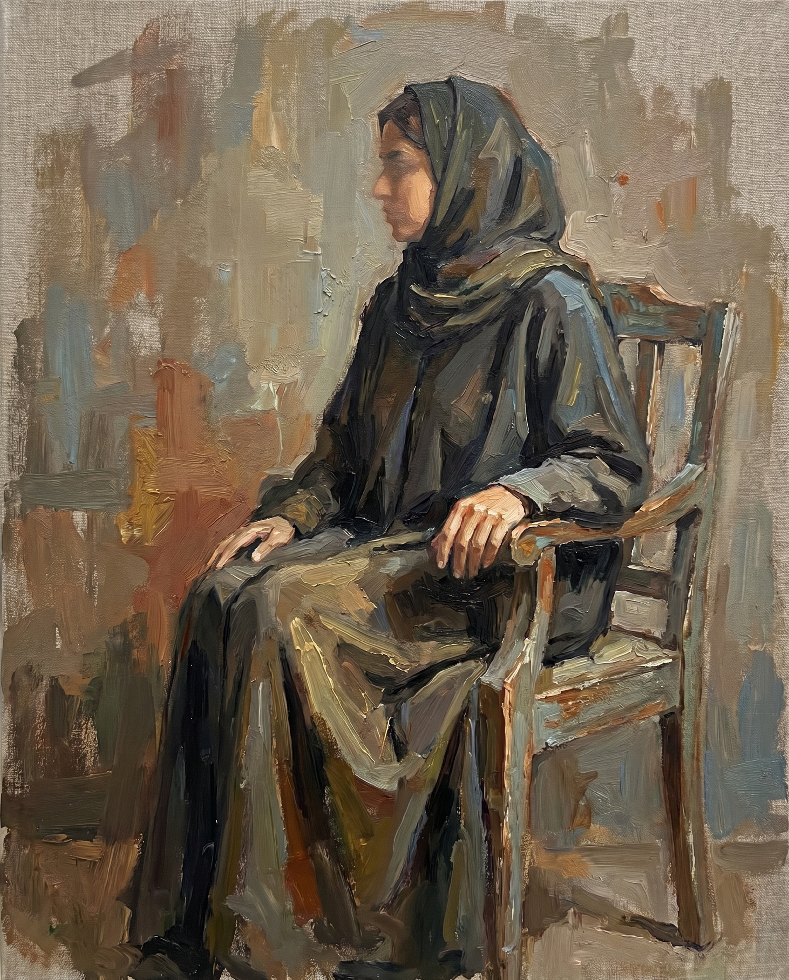 Seated, in shade — Hessa Al-Falasi