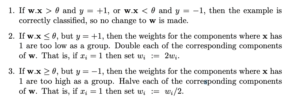 Pseudocode for the Winnow Algorithm. (Source: mmds.org)