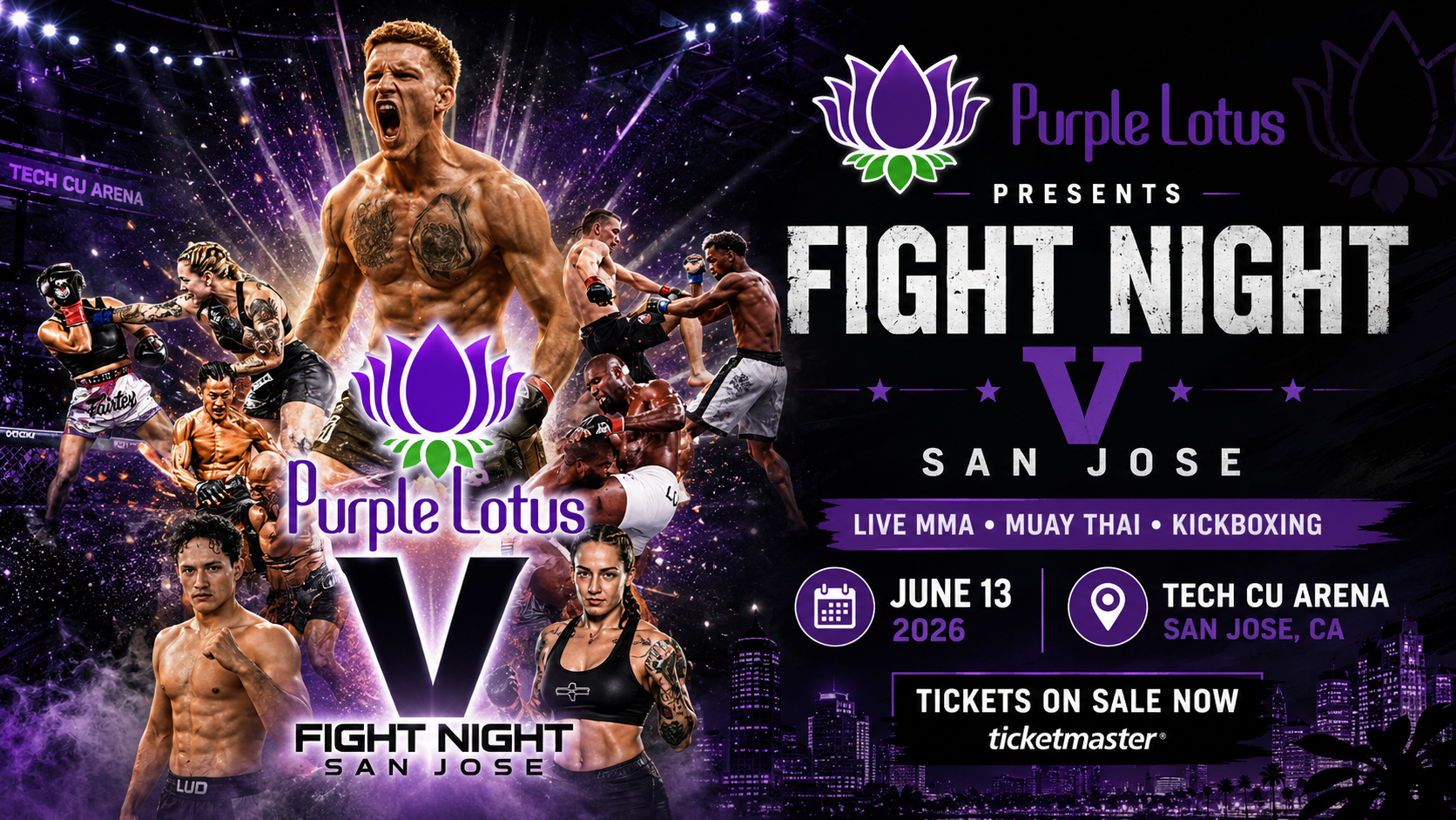 Fight Night V San Jose: Purple Lotus Presents at Tech CU Arena, June 13 2026