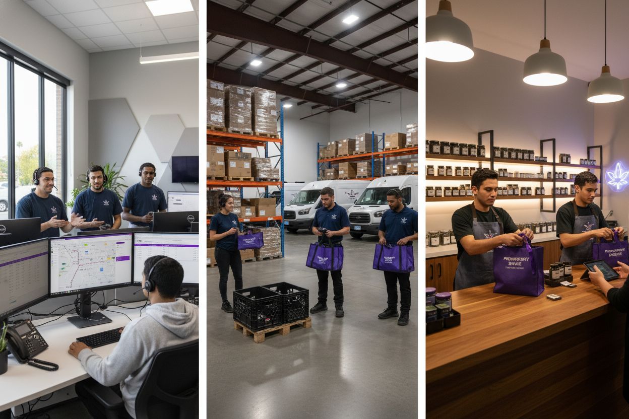 cannabis dispensary dispatch, warehouse, and packaging