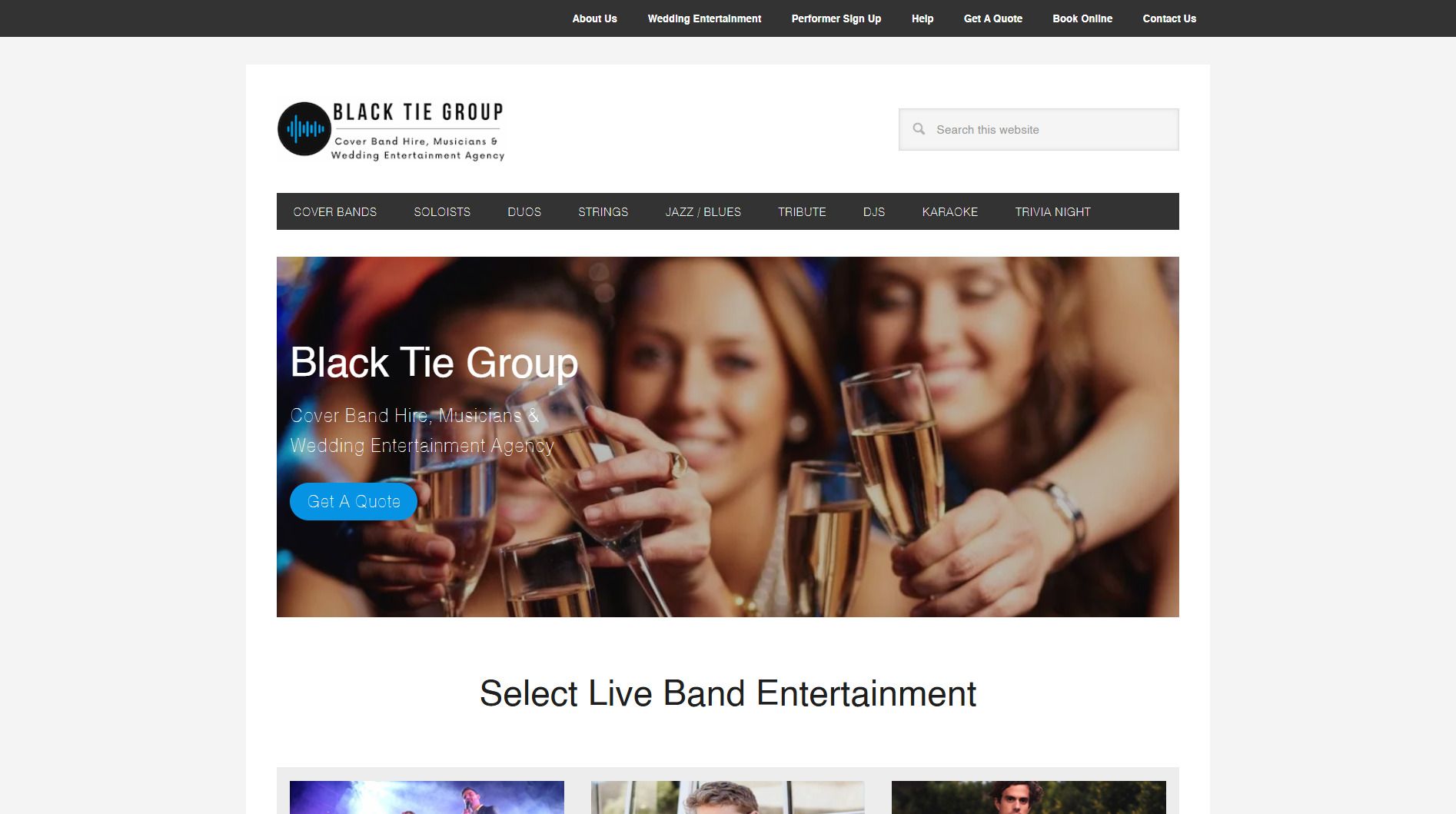 black tie group website screenshot