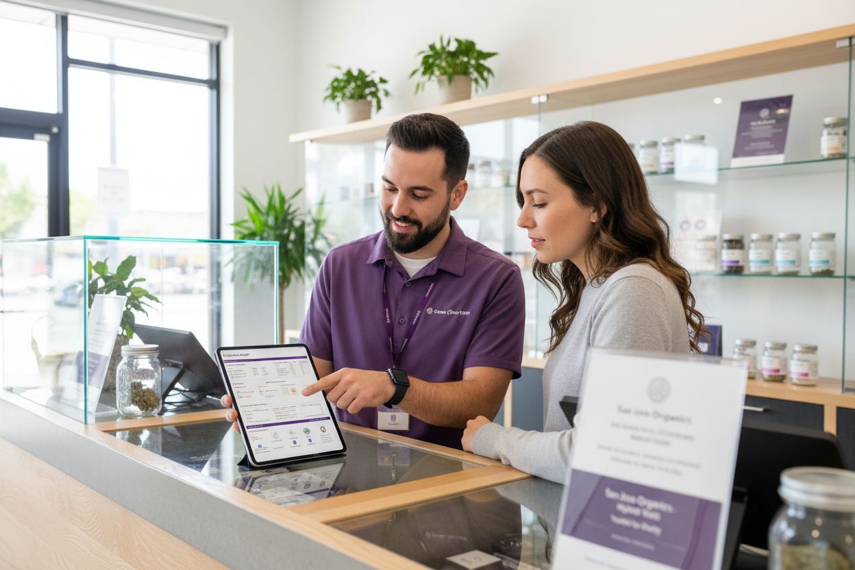 budtender and customer at counter