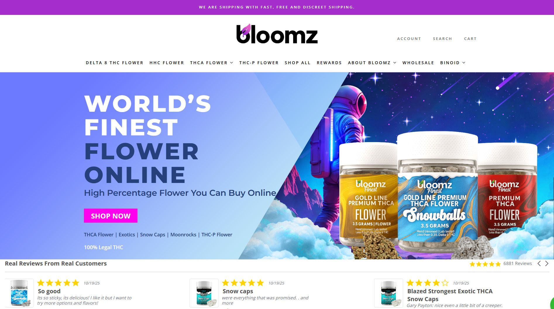 bloomz hemp website screenshot