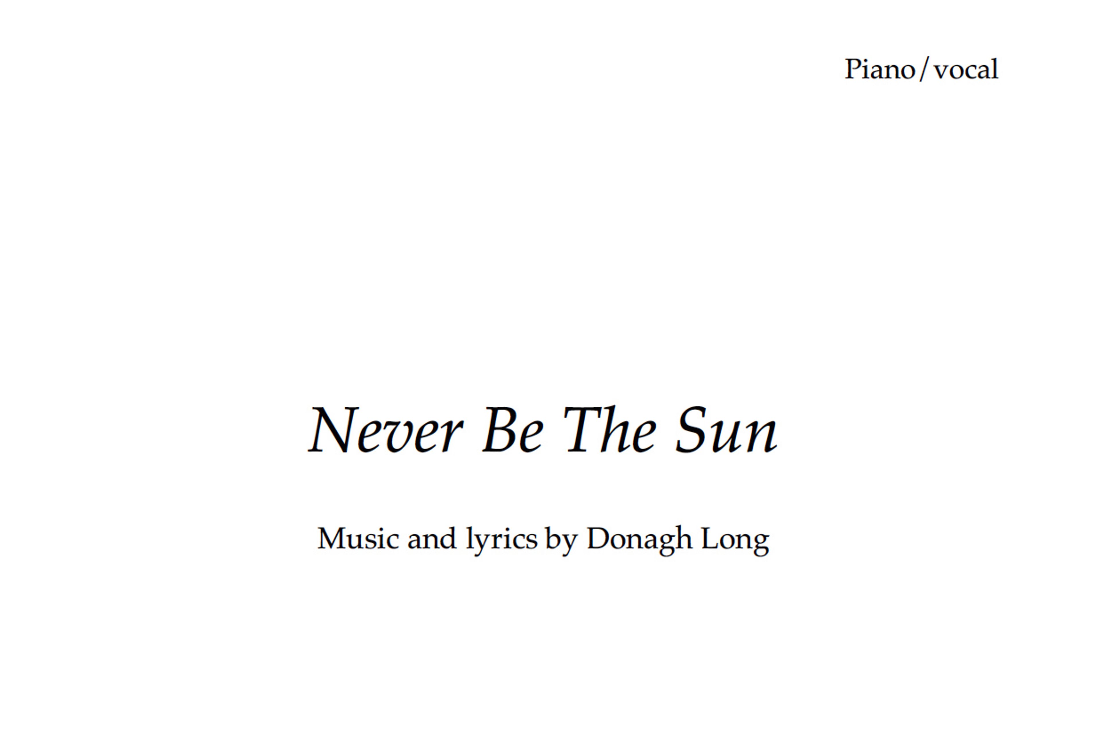 Never Be The Sun Sheet Music