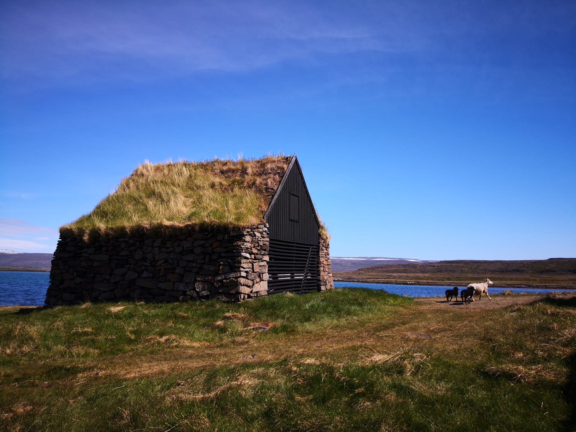 Vatnsfjord church and fish drying racks