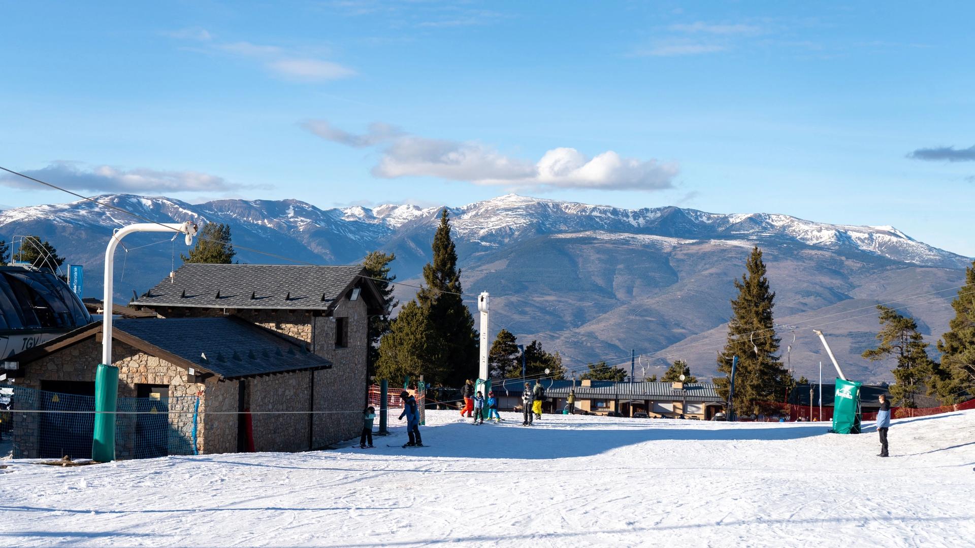 Snow-covered ski slopes at a Catalan Pyrenees resort