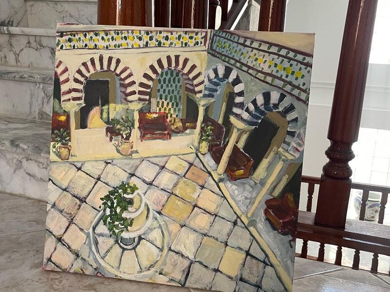 Tunisian Courtyard with Horseshoe Arches