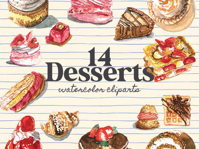 Watercolor Food & Drink Clipart Collections - Image 1