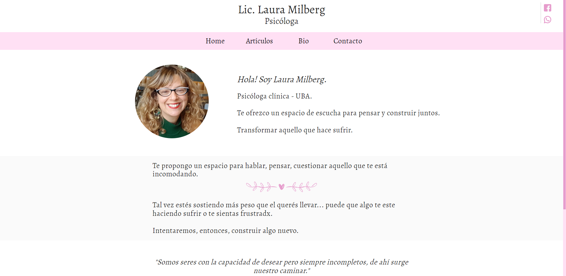 Lic. Laura Milberg - Psychologist Website