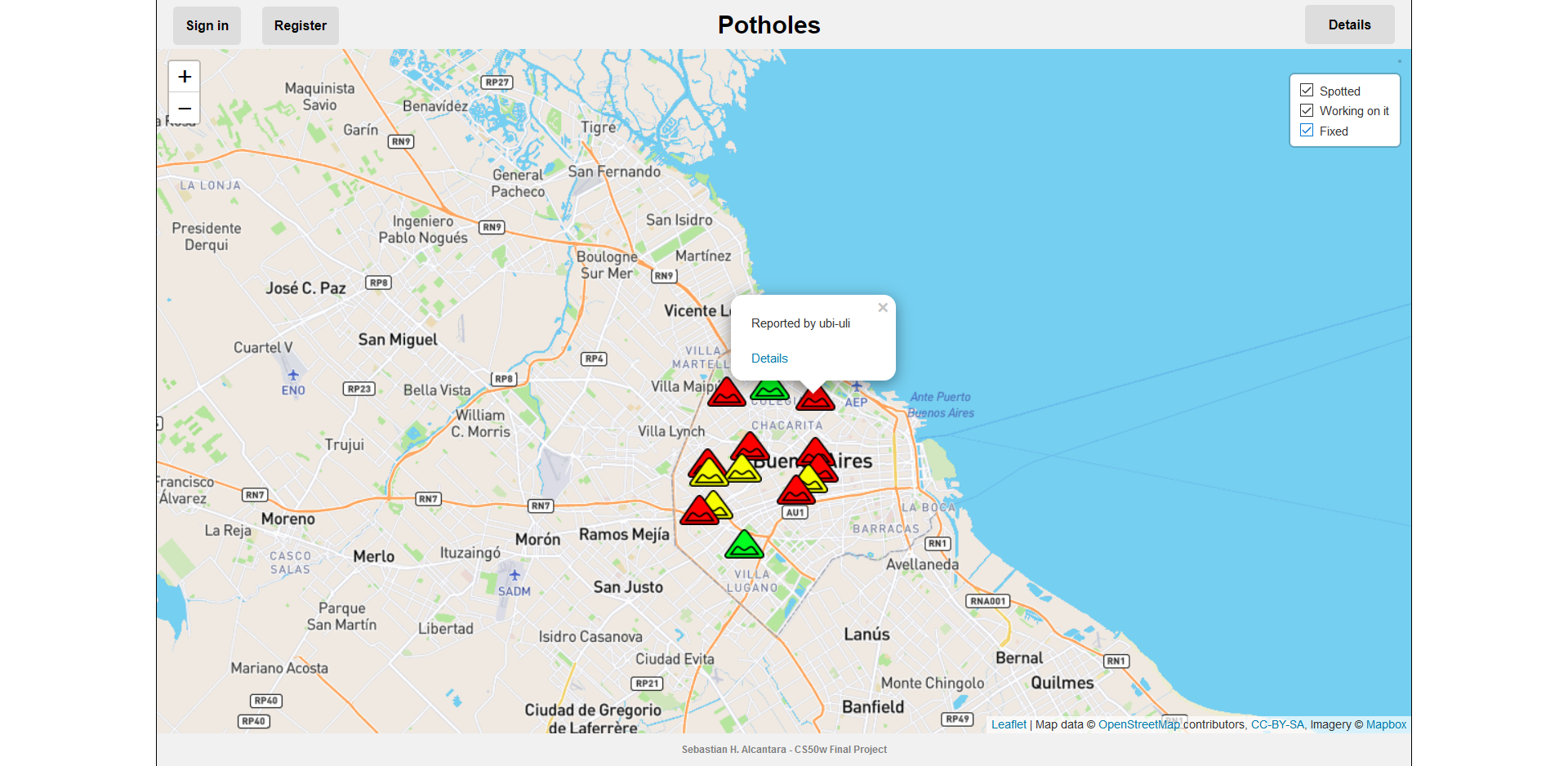 Potholes - CRUD Web App