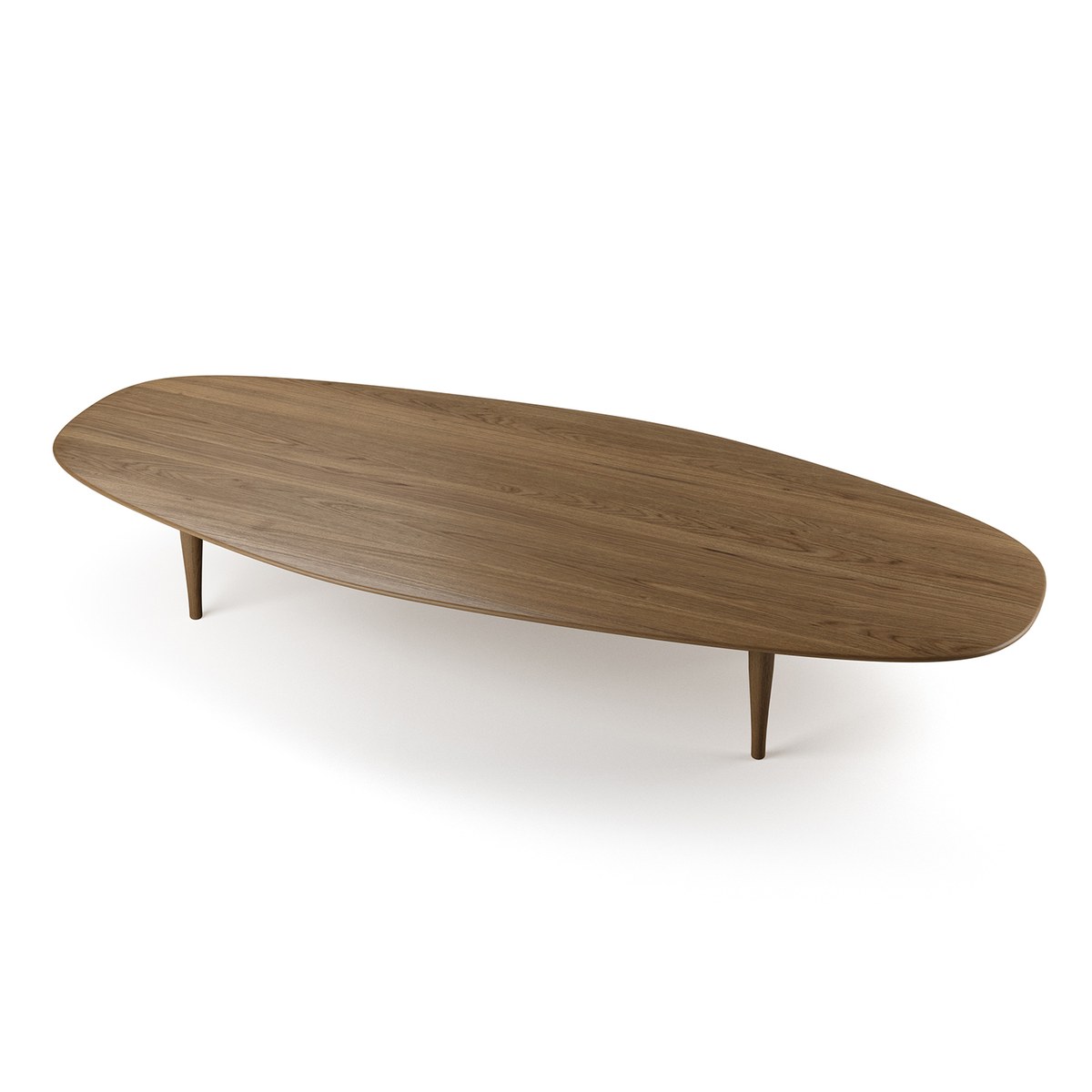 Ellipse low sofa table in smoked oak