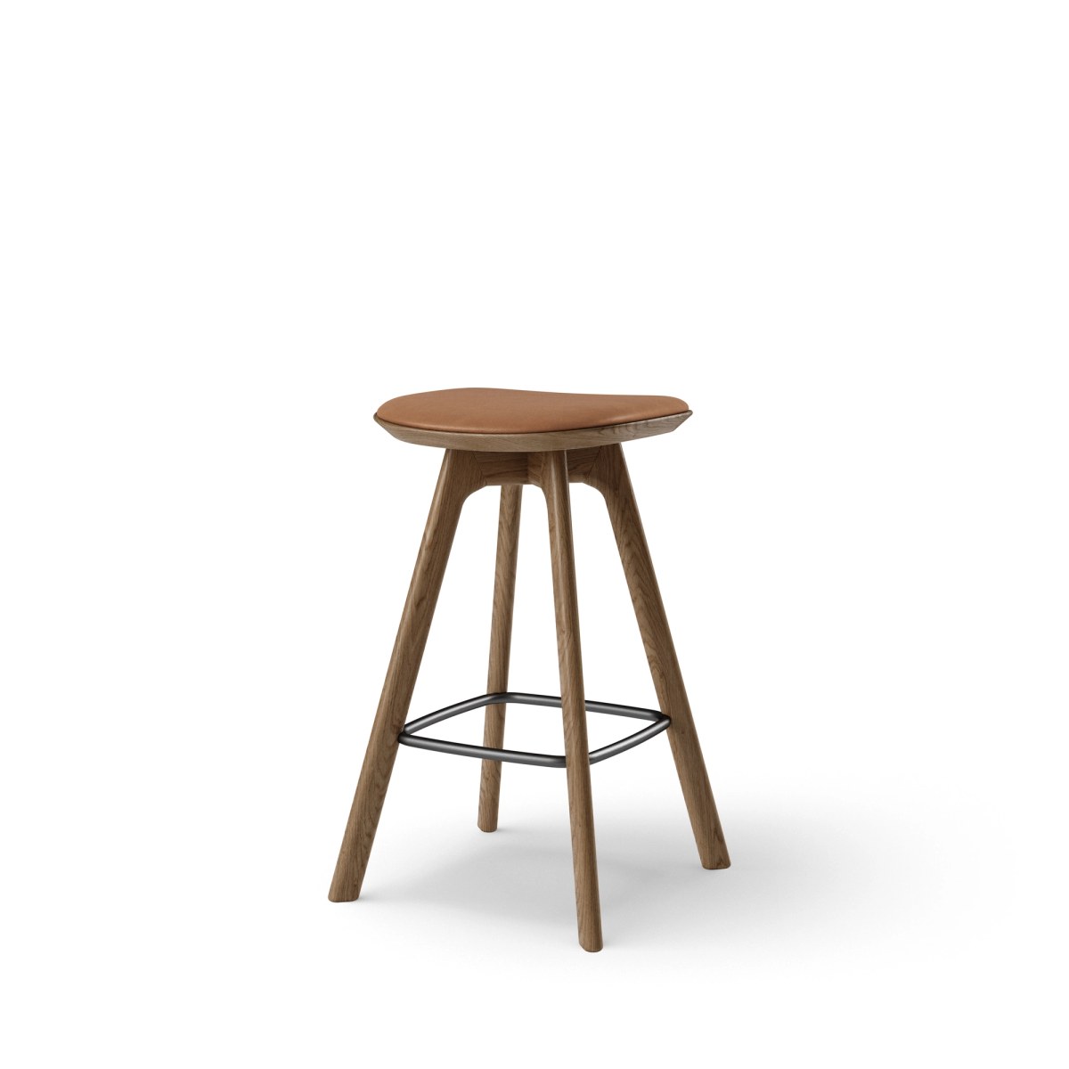 Bar stool in oiled oak and with leather upholstery