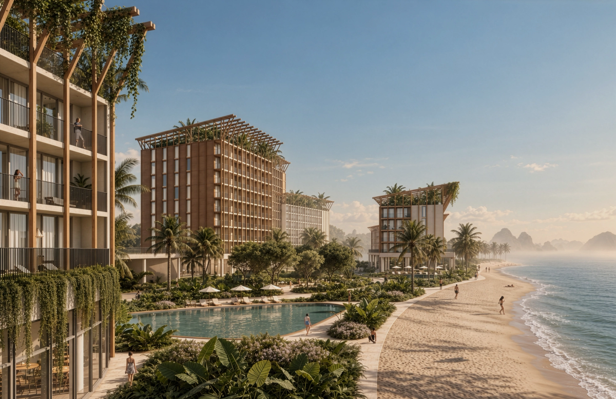 Rendering of condominium development by the beach front 
