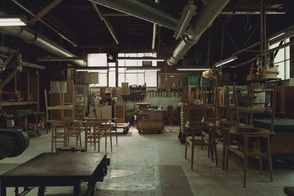 Wooden chair at production workshop in Japan