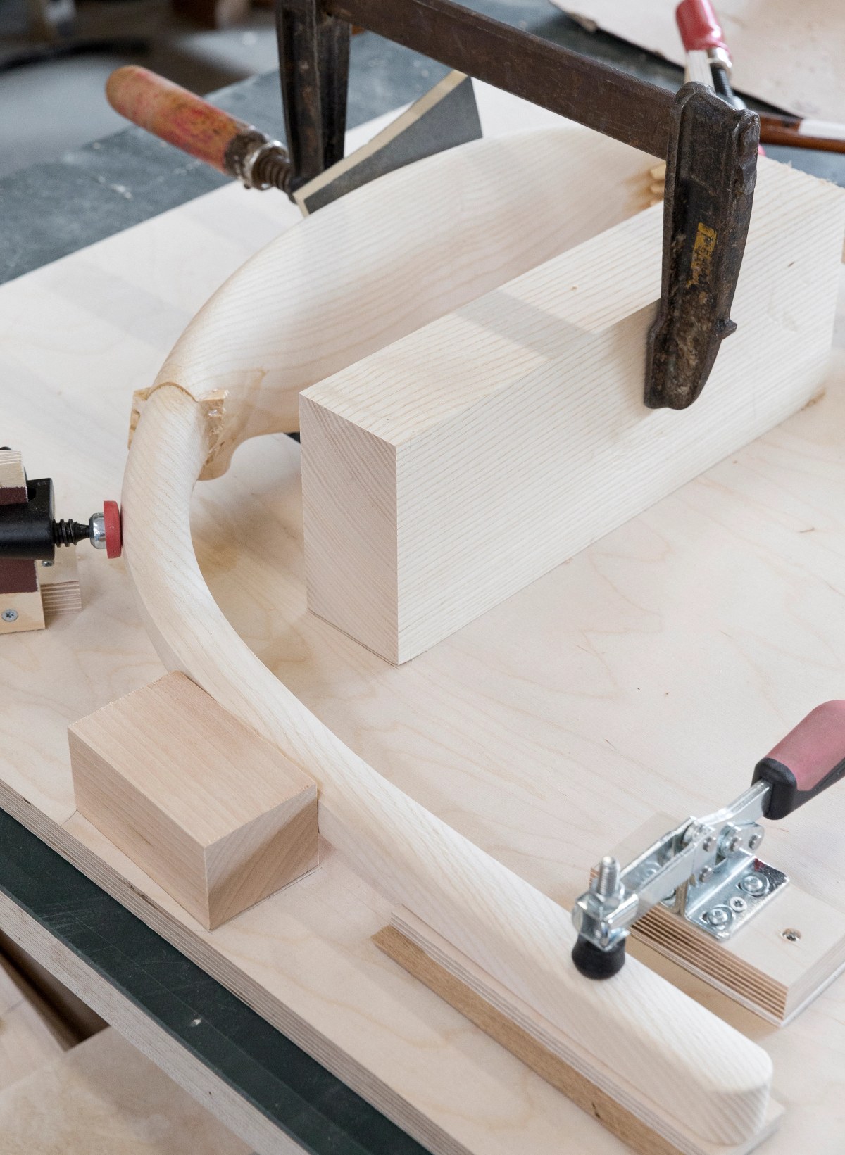 Wooden frame for dining chair in production