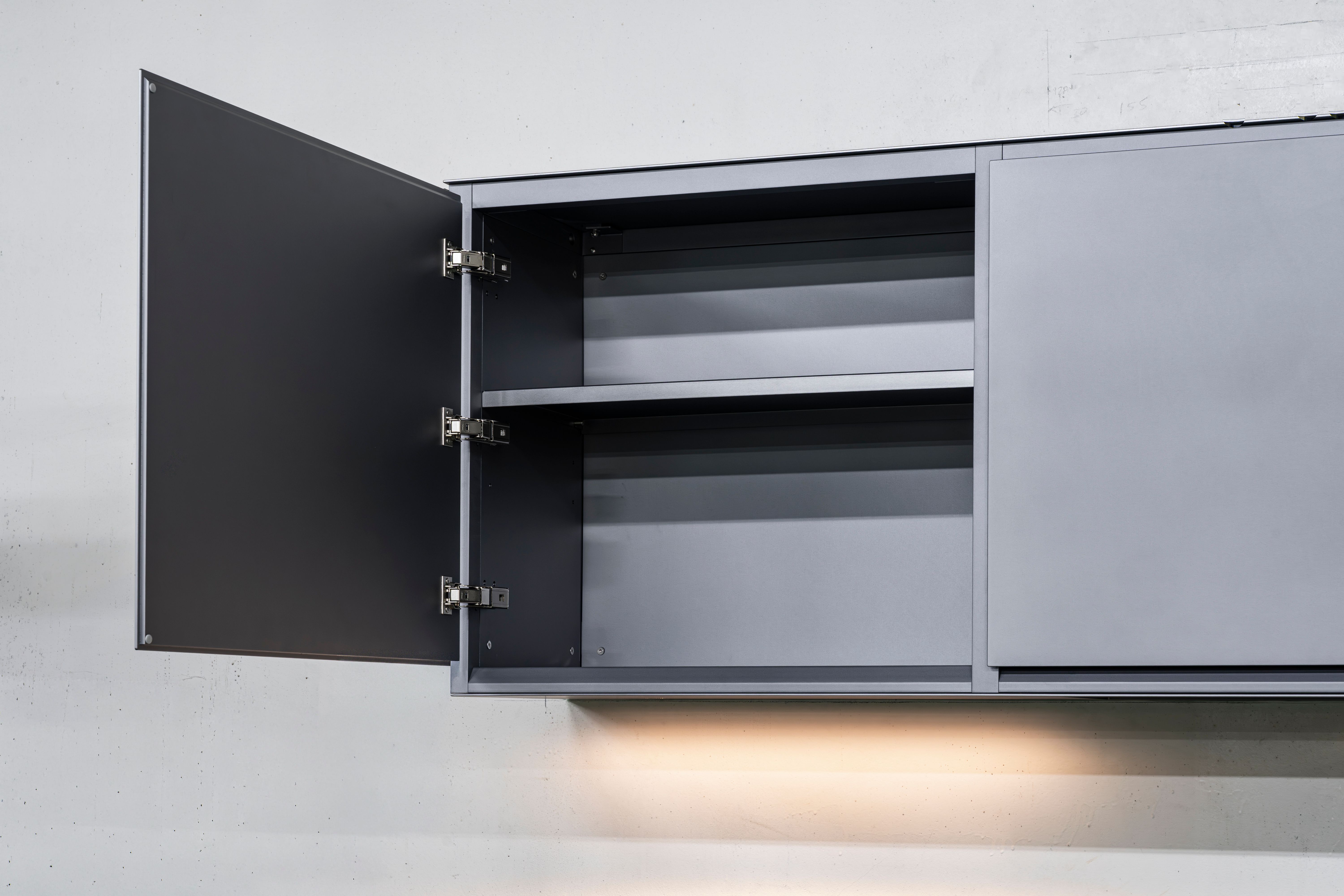 Aluminium kitchen cabinet in production facility