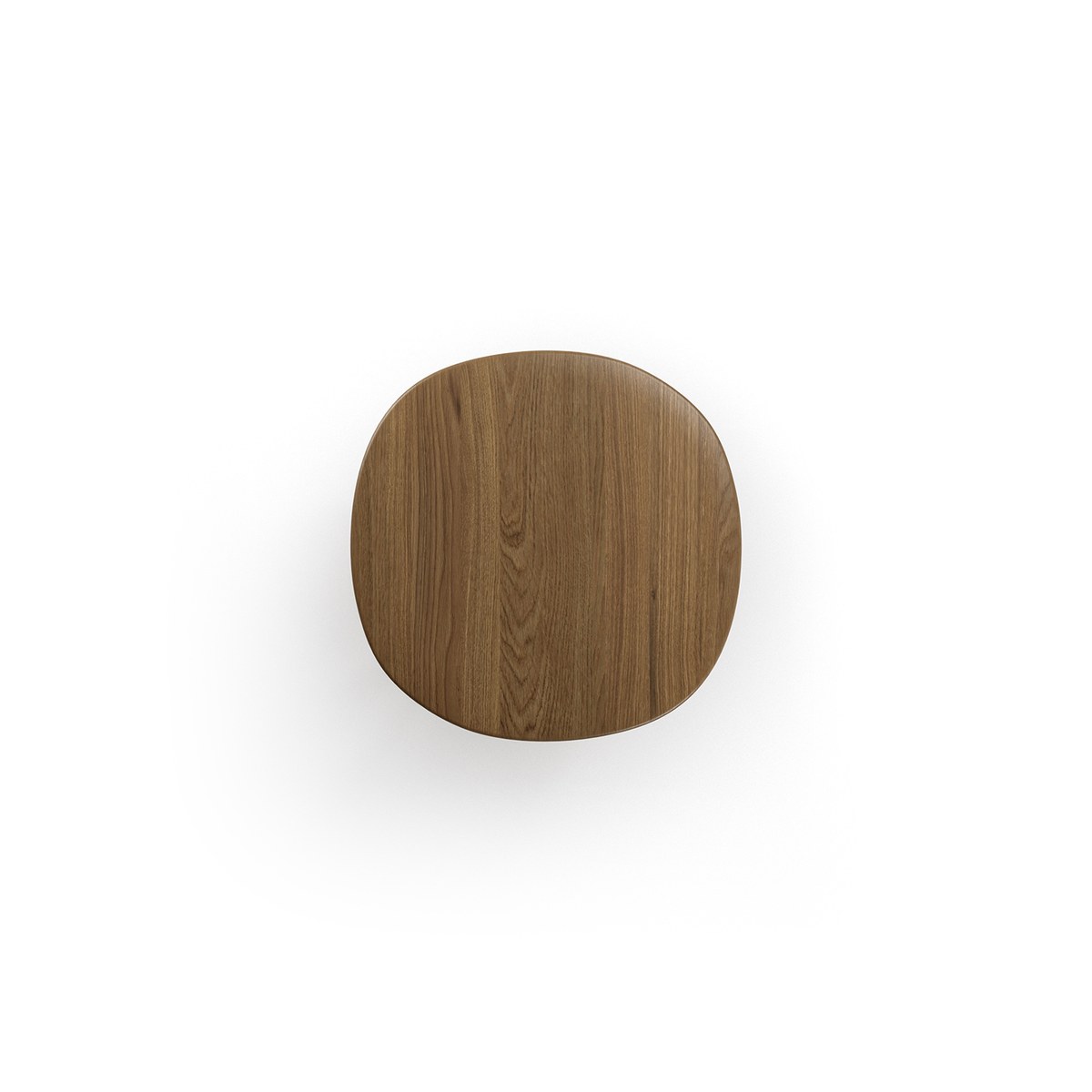Top view of round table top in smoked oak