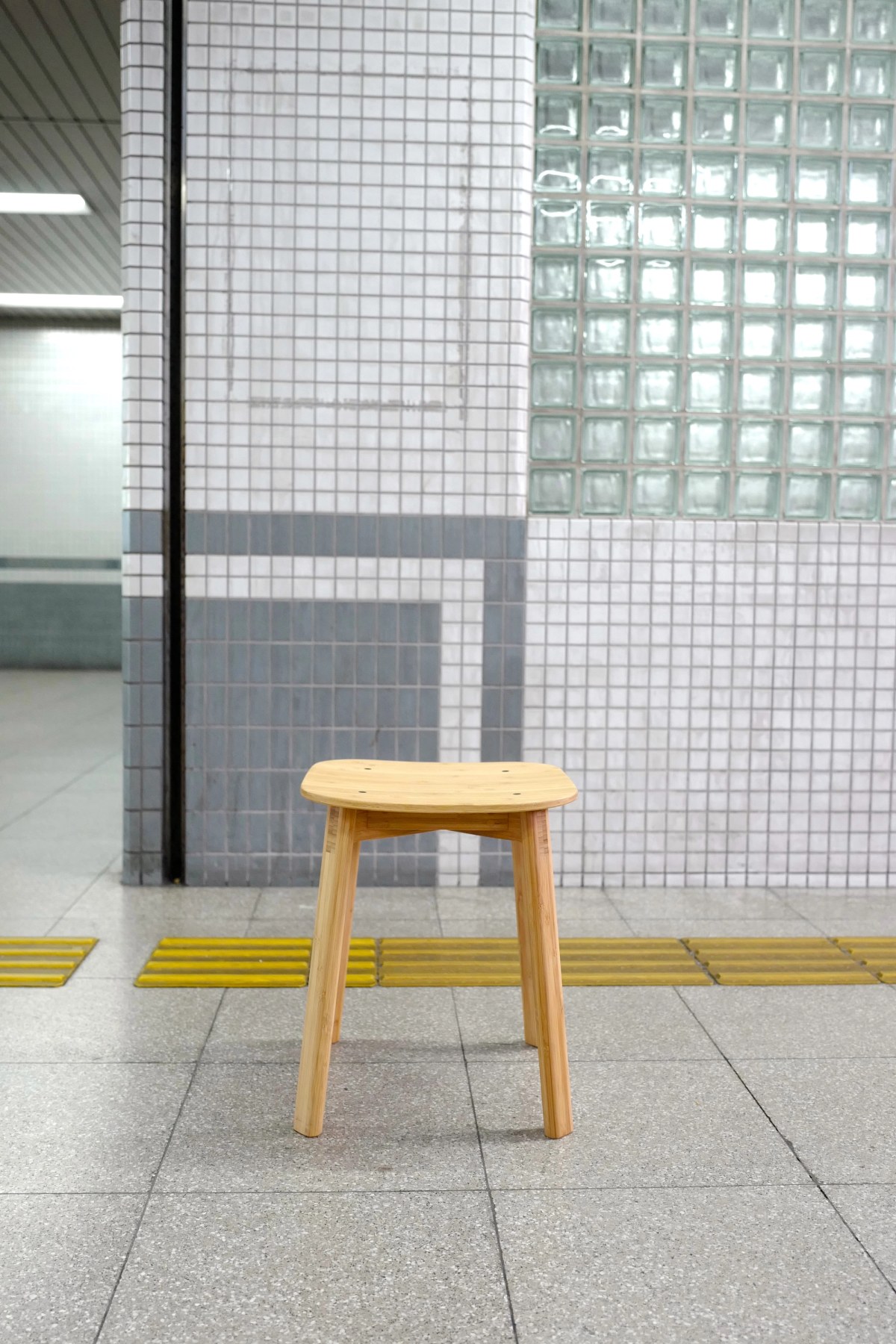 Bamboo stool in the Kyoto underground metro