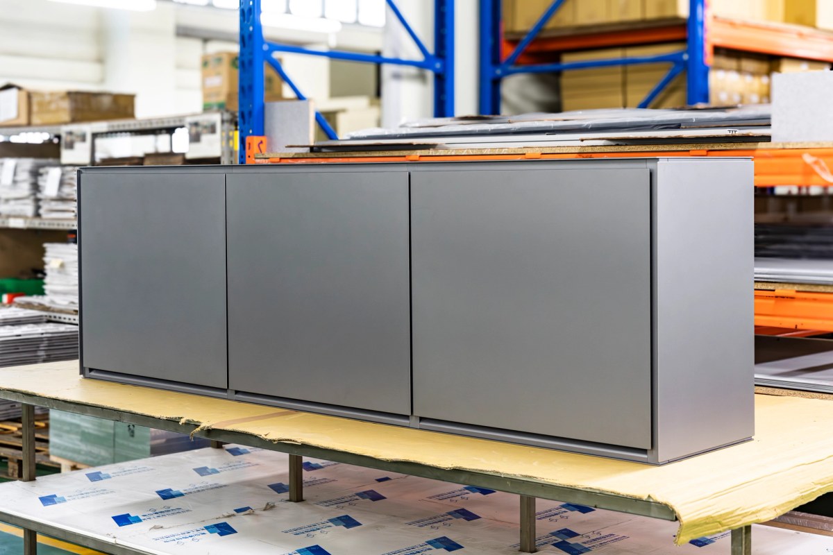 Aluminium kitchen cabinet in production facility