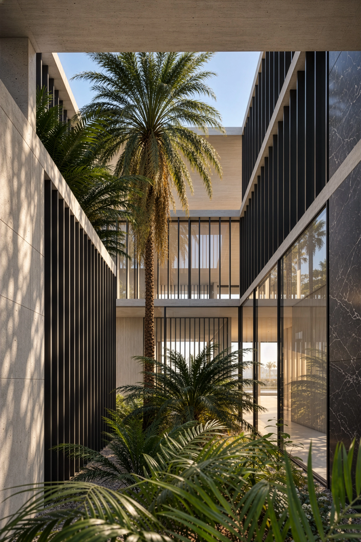 Rendering of lush green courtyard 