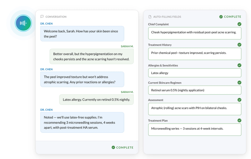AI Scribe interface