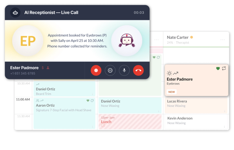 AI Receptionist interface