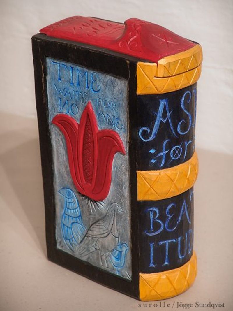 Bokfodral ”Ask for Beatitude” Inköpt av Rööhska Museet