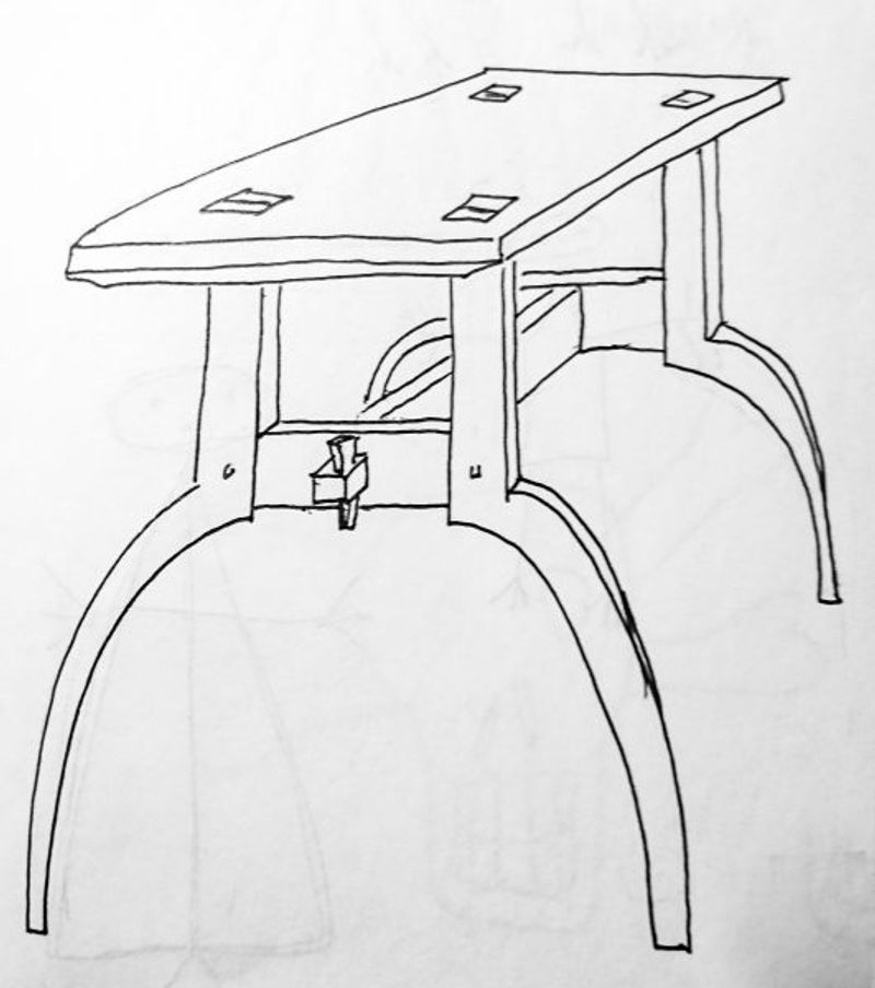 Ur skissboken, ett bord med krokvuxna ben, som inte fått sin tillblivelse ännu…