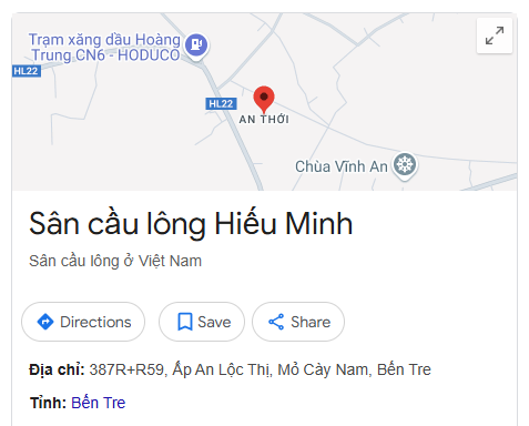 Sân cầu lông Hiếu Minh