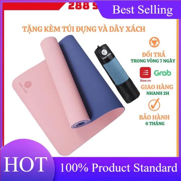 Thảm Tập Yoga , Gym chống trượt 2 lớp dày 8mm chất liệu cao su non TPE cao cấp tập thể dục tại nhà